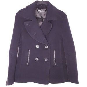 Menchi For Intermix Womens Peacoat Black Wool Blend Thick Lining Size Small